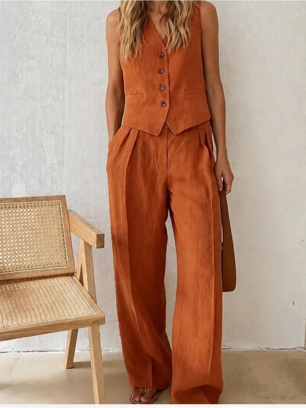 Commense Cotton Linen  Pants Set